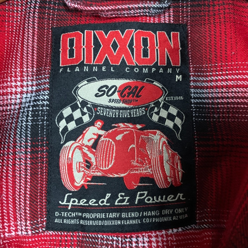 Dixxon‎ Flannel Shirt Men's Medium Red Plaid So-Cal Speed Shop D-Tech Biker Work - Picture 3 of 10